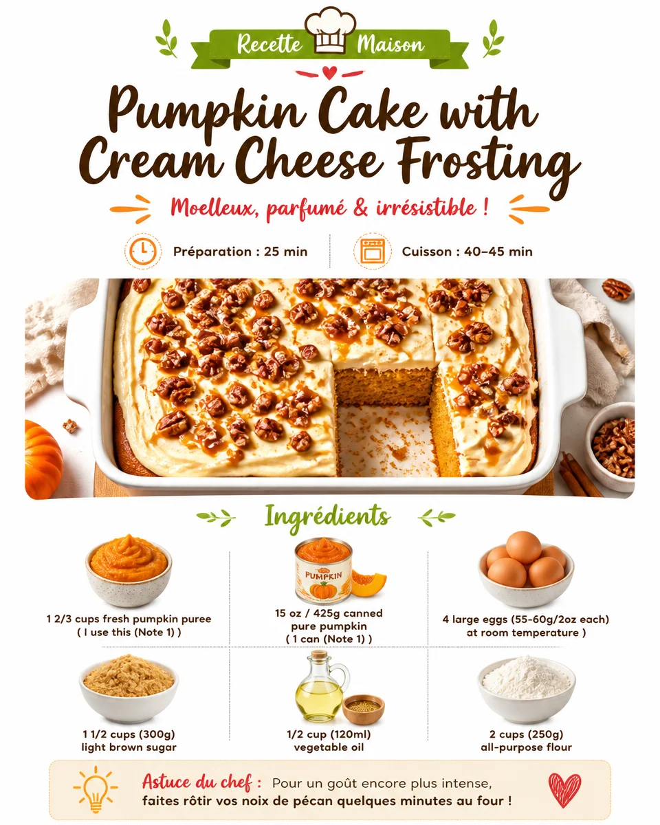 Delicious pumpkin cake with cream cheese frosting ready for fall celebrations