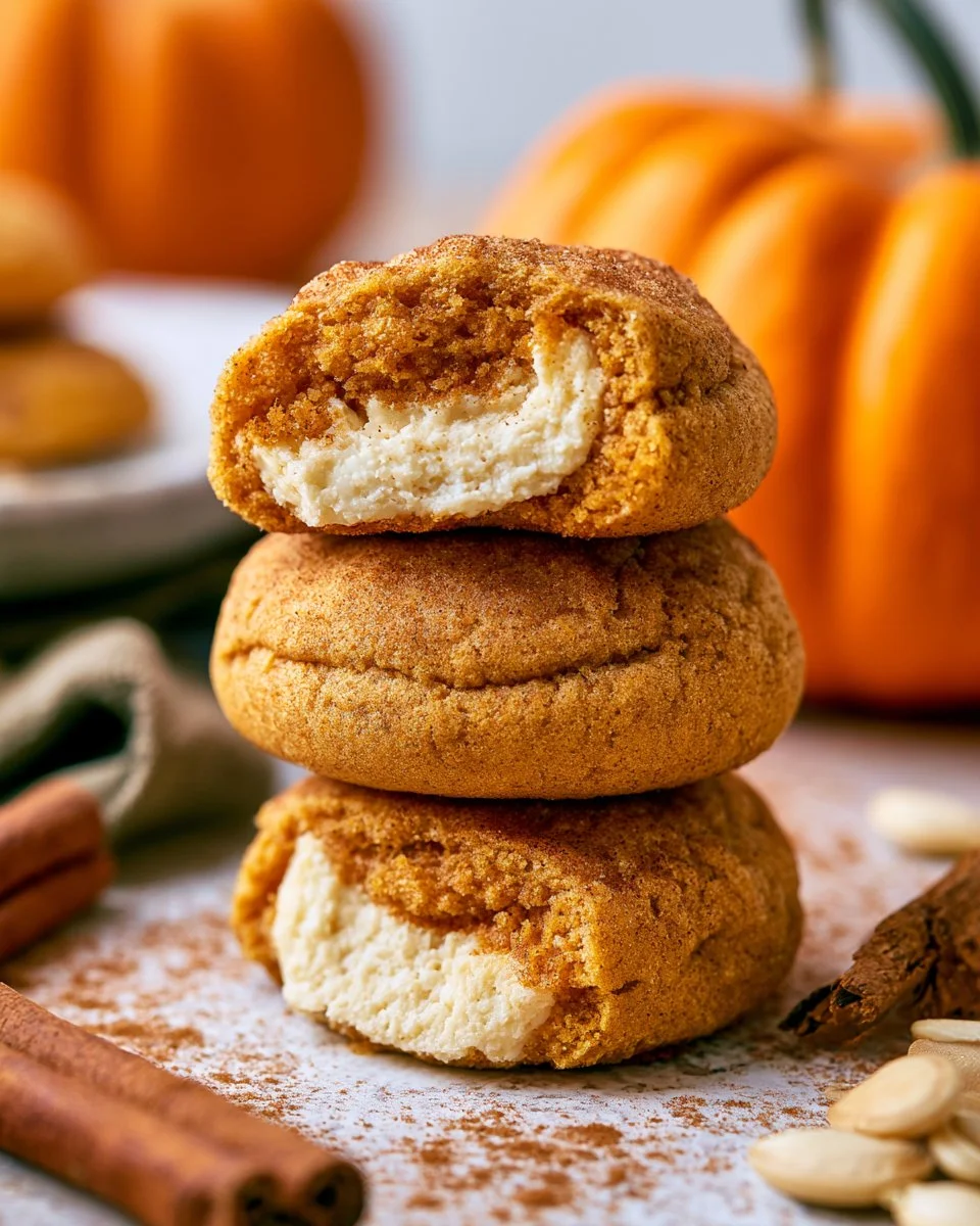 Delicious Pumpkin Cheesecake Cookies decorated with autumn spices