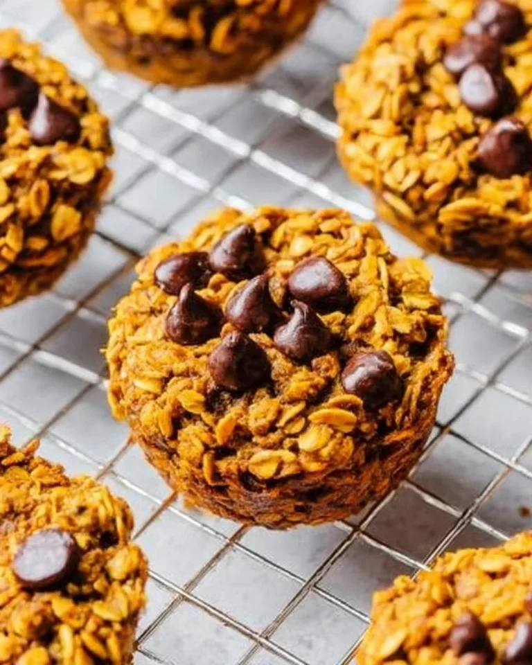 Freshly baked Pumpkin Oatmeal Muffins on a wooden table