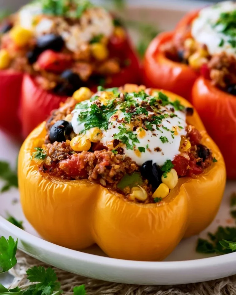 Slow Cooker Mexican Stuffed Peppers prepared with vibrant ingredients