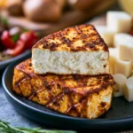 Delicious smoked cream cheese served with crackers and herbs
