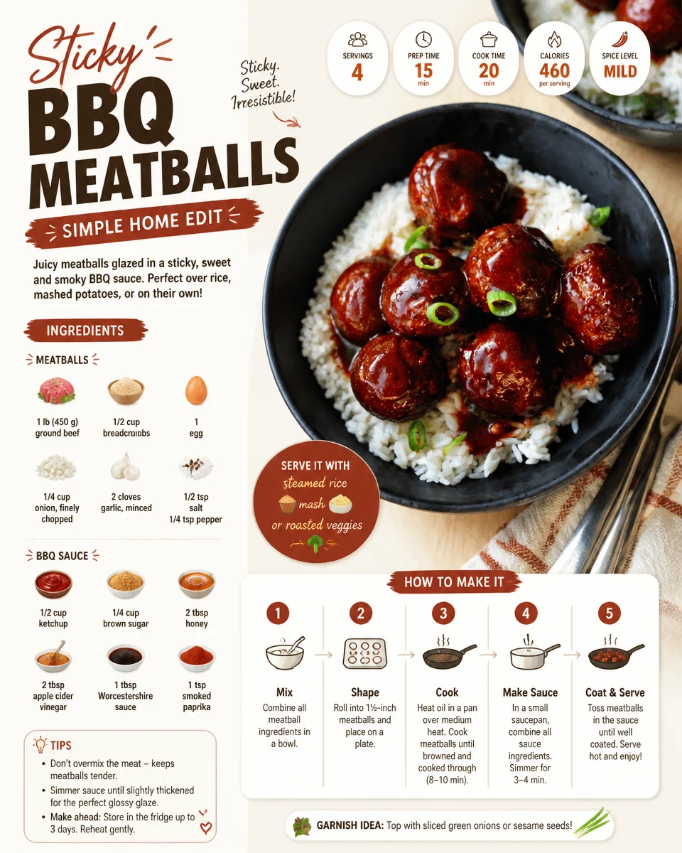 Sticky BBQ meatballs served on a platter with a side of dipping sauce
