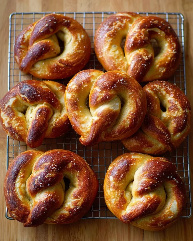 Homemade soft pretzels ready to be enjoyed as a tasty snack.