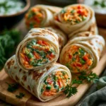 Delicious vegetable tortilla roll ups filled with fresh vegetables and herbs