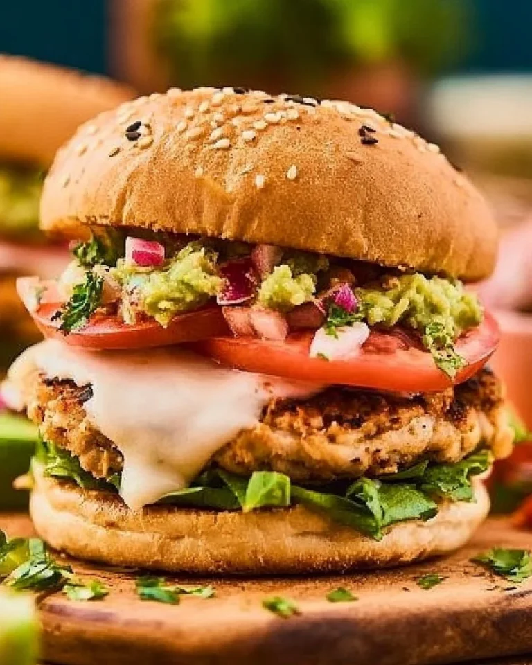 Delicious Mexican chicken burgers with toppings and spices